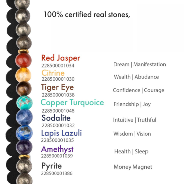 Pyrite 7 chakra natural stone bracelet - Image 2