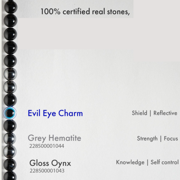 Onyx black hematite evil eye natural stone bracelet - Image 2
