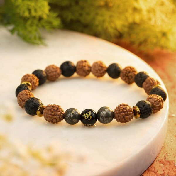 Pyrite rudraksha lava natural stone bracelet