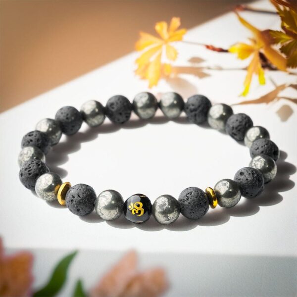 Pyrite lava om natural stone bracelet
