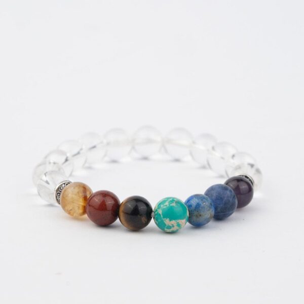 Seven Chakra Clear Quartz Natural Stone Bracelet